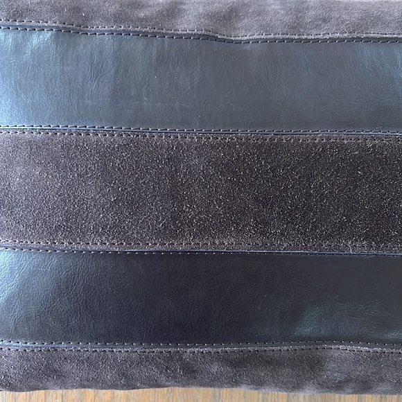 New Never Used Chocolate Leather Suede Pillow Cover with Down Insert - Picture 2 of 6